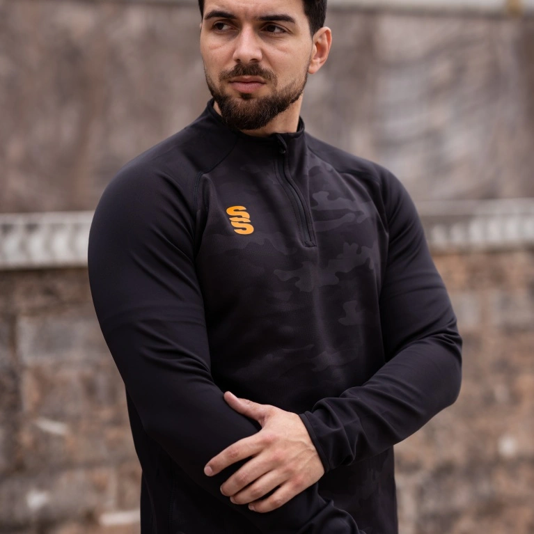 Camo 1/4 Zip Performance Top : Black