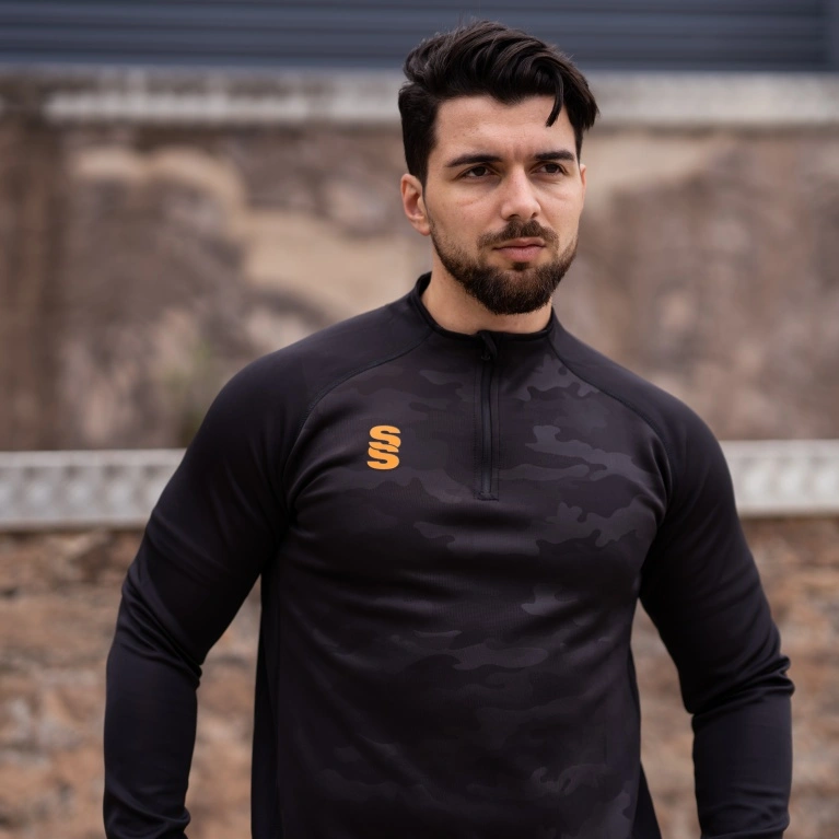 Camo 1/4 Zip Performance Top : Black