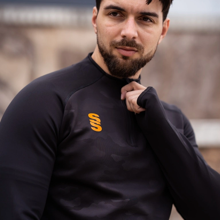 Camo 1/4 Zip Performance Top : Black