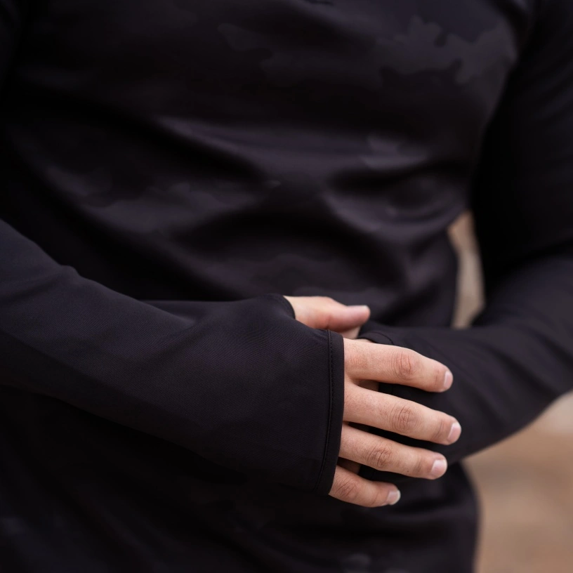 Camo 1/4 Zip Performance Top : Black